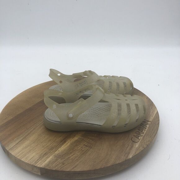 Crocs Isabella Sandals Shoes Toddler Girl 8C Gray Jelly Glitter Summer - Picture 1 of 9